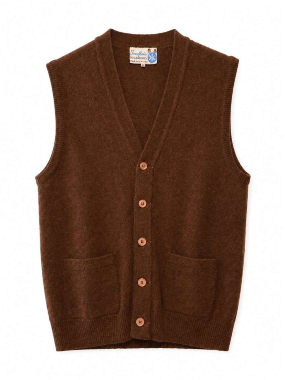 Vintage Snowflakes 100% Lambswool Button Front Vest